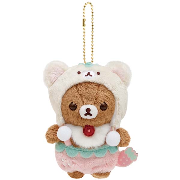 Rilakkuma - Strawberry Chairoikoguma Keychain Plushie