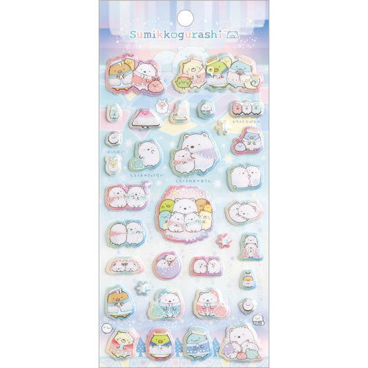 Sumikko Gurashi - Shirokuma's Hometown Squish Glitter Stickers (A)